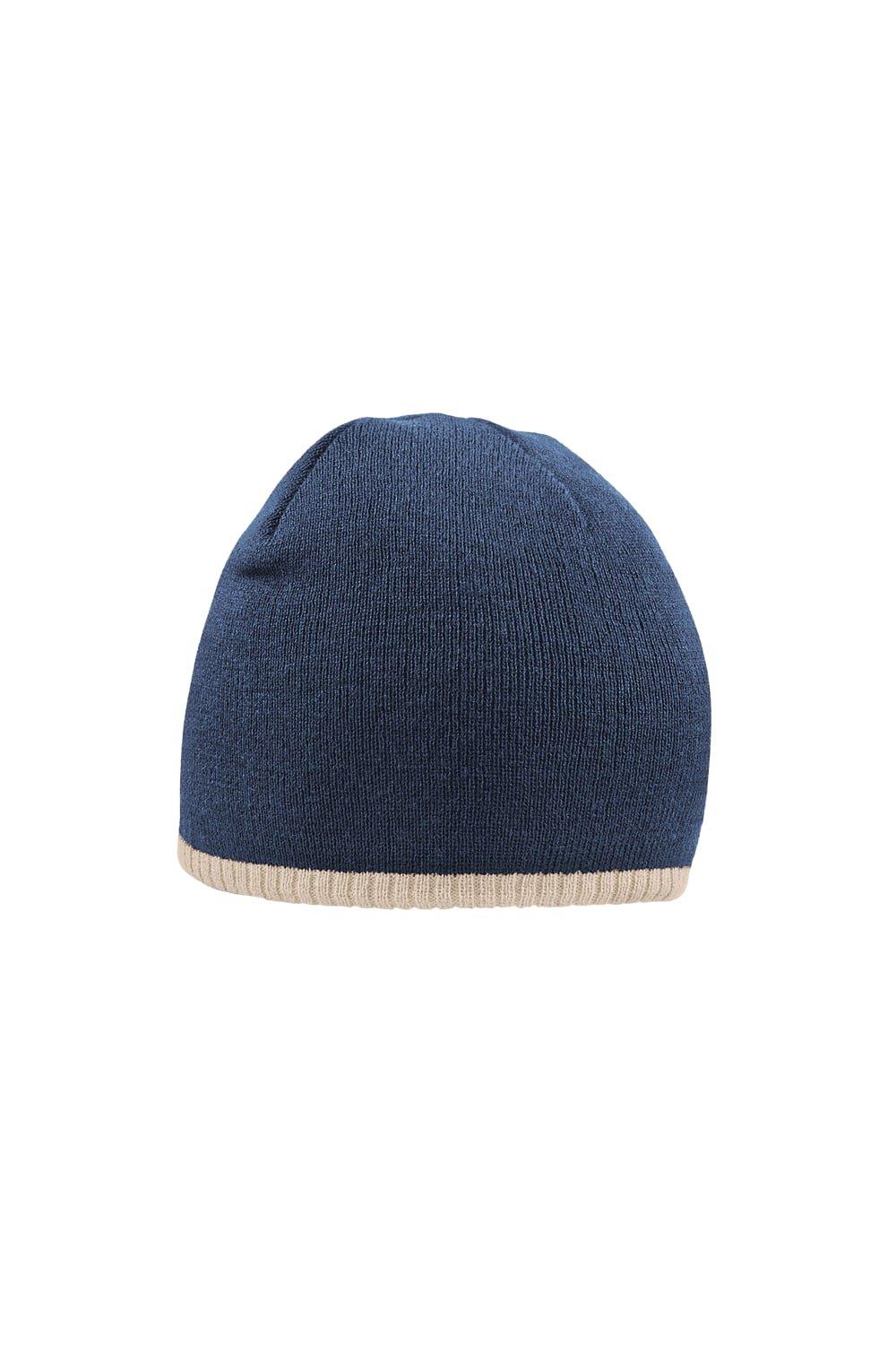 Двухцветная вязаная шапка Beechfield, темно-синий двухцветная вязаная шапка sevenext