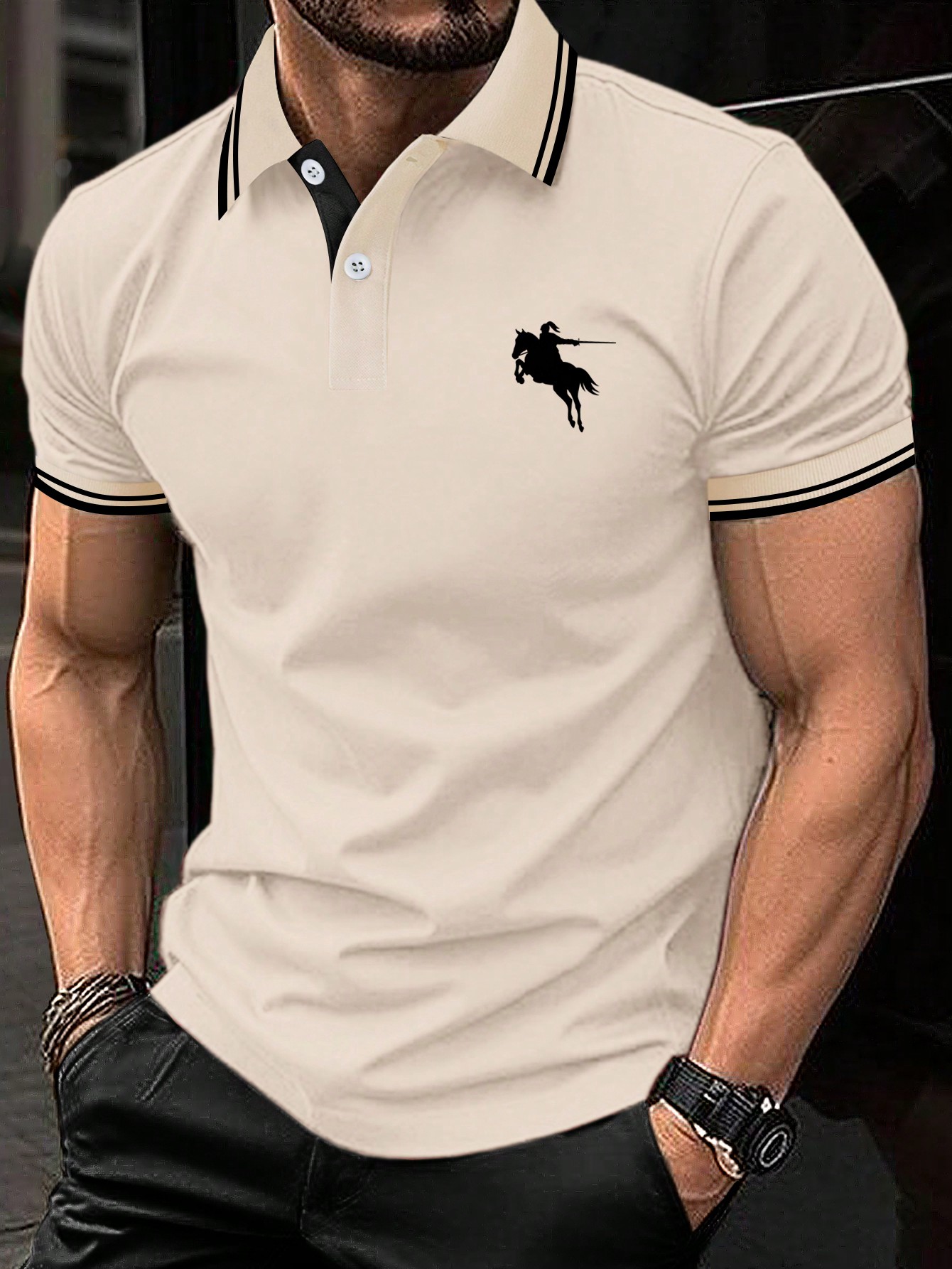 цена Мужская рубашка-поло с короткими рукавами и контрастной каймой Manfinity, абрикос