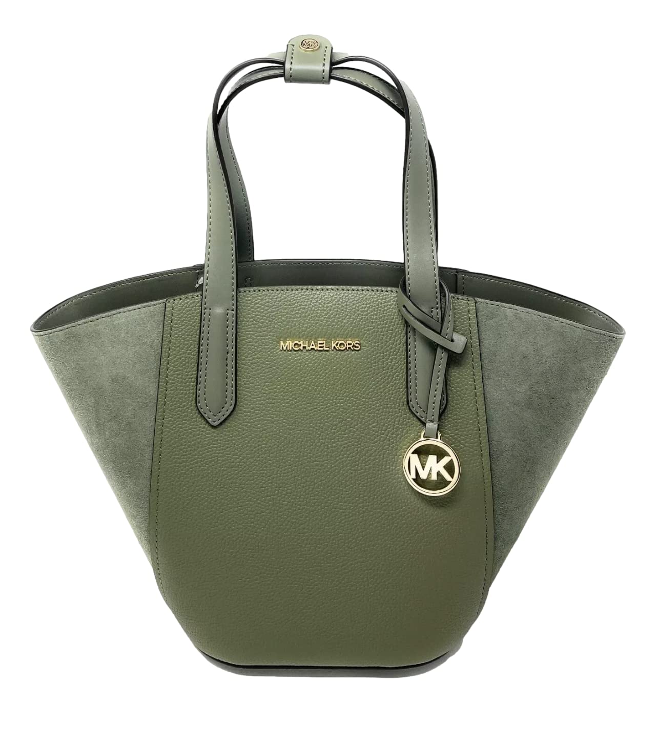 

Michael Kors Женская кожаная замшевая большая сумка ortia, цвет Army Green/Gold