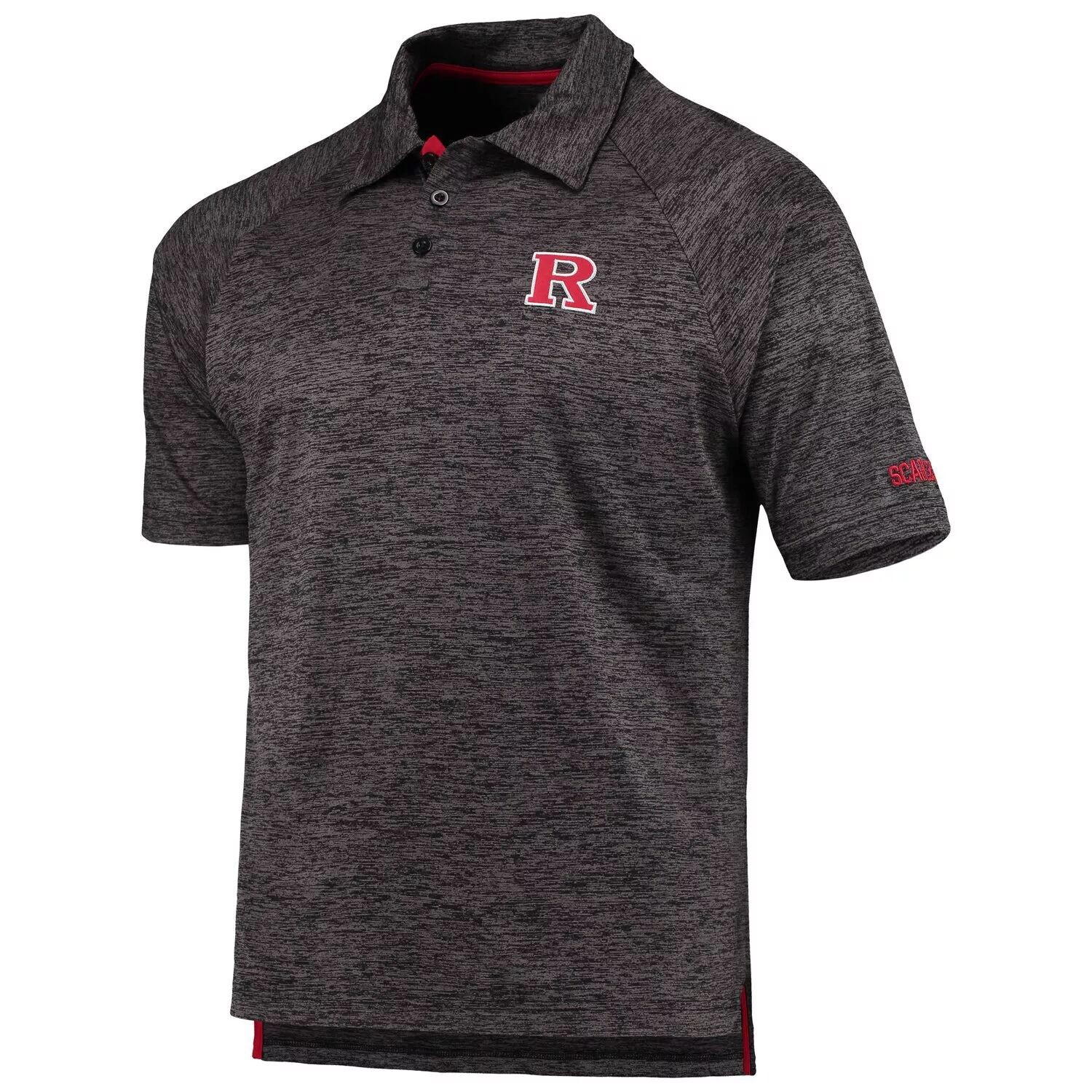 

Мужское черное поло с принтом реглан Rutgers Scarlet Knights Colosseum