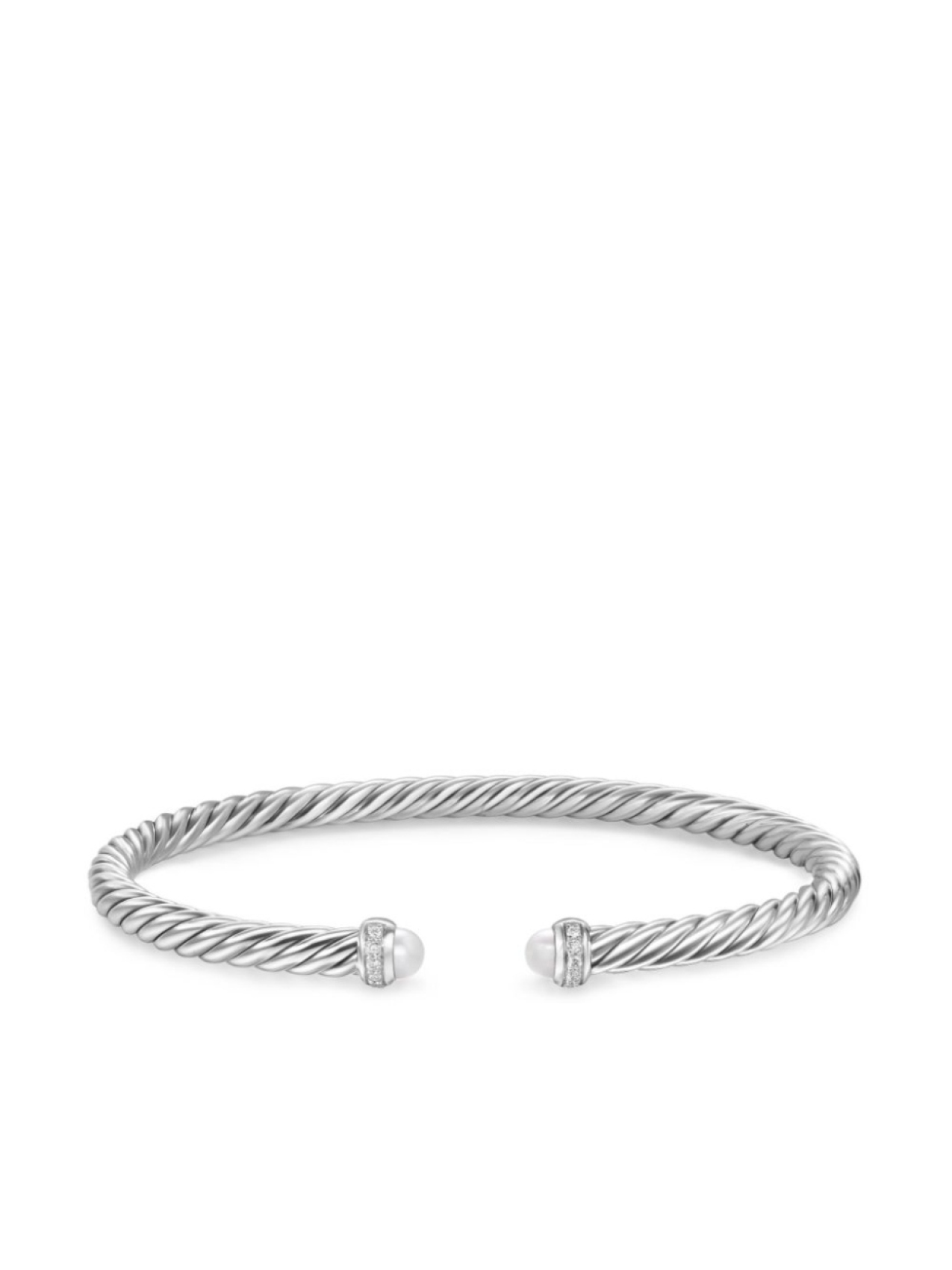 

Браслет Cablespira из стерлингового серебра с жемчугом и бриллиантами David Yurman, серебряный