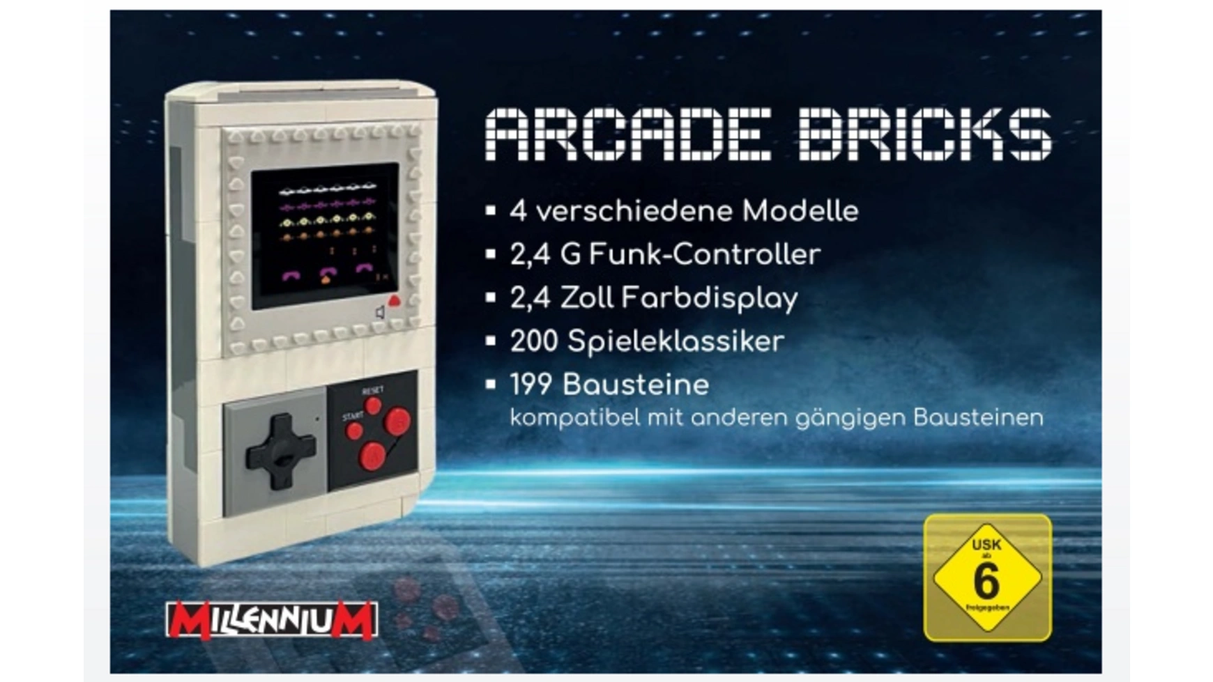 Millennium arcade bricks, портативная игровая консоль с 200 играми No Brand