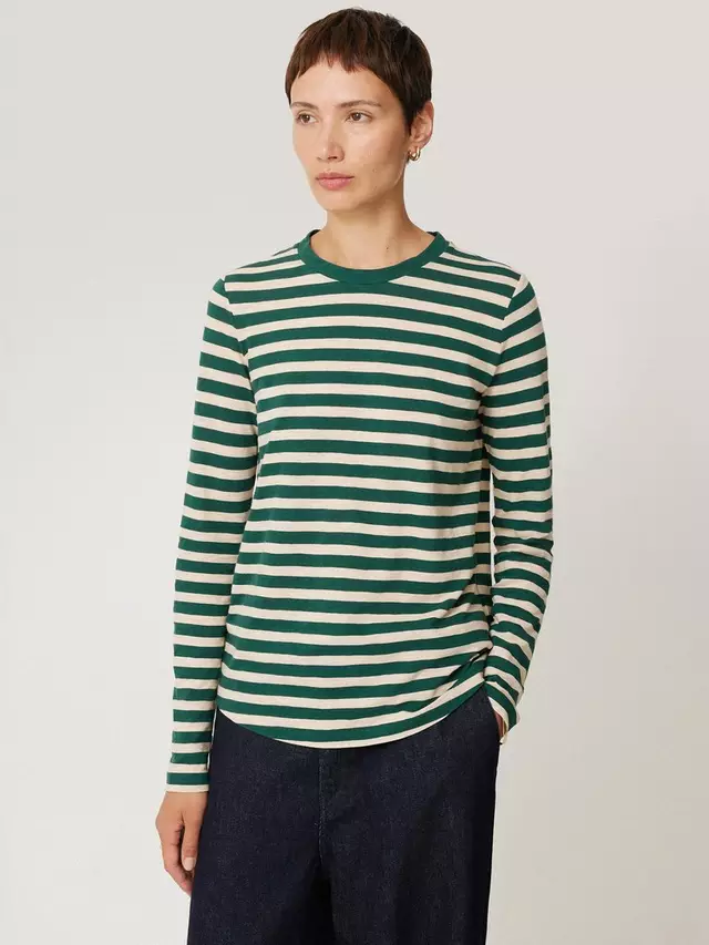 

Топ Jigsaw Cotton Slub Stripe Long Sleeve, зеленый
