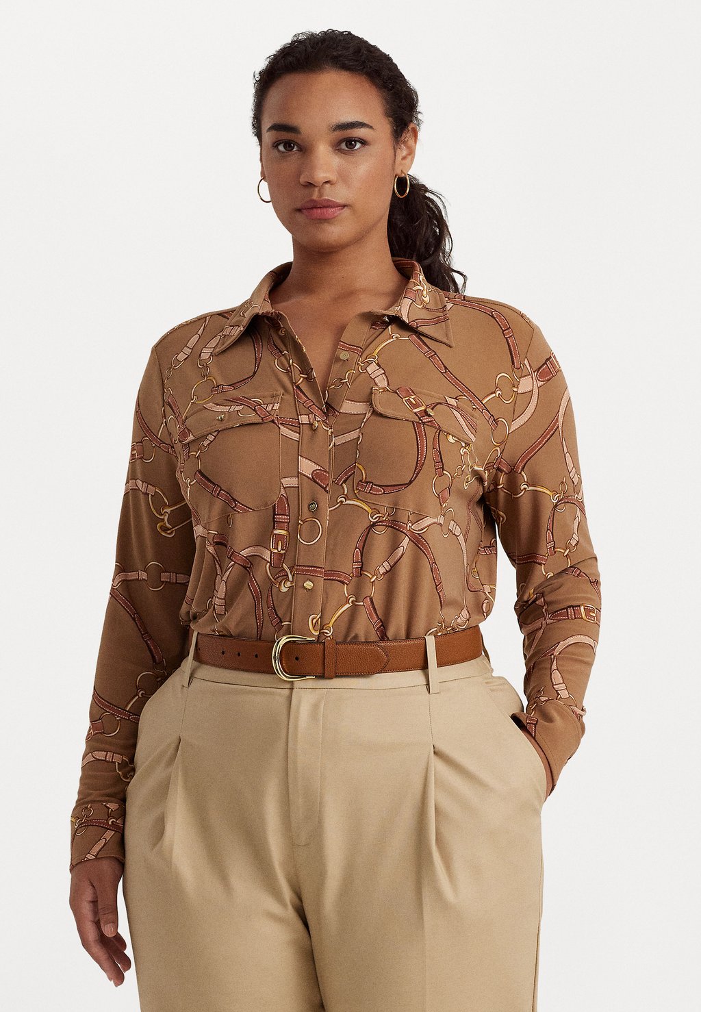 

Рубашка Lauren Ralph Lauren CORWIN LONG SLEEVE, цвет camel multi