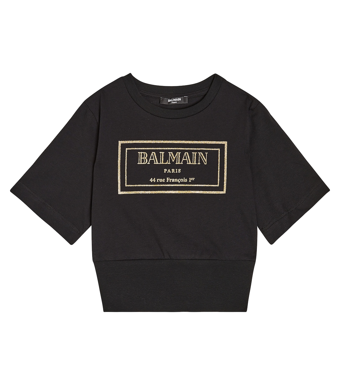 

Хлопковая футболка с логотипом Balmain Kids, черный