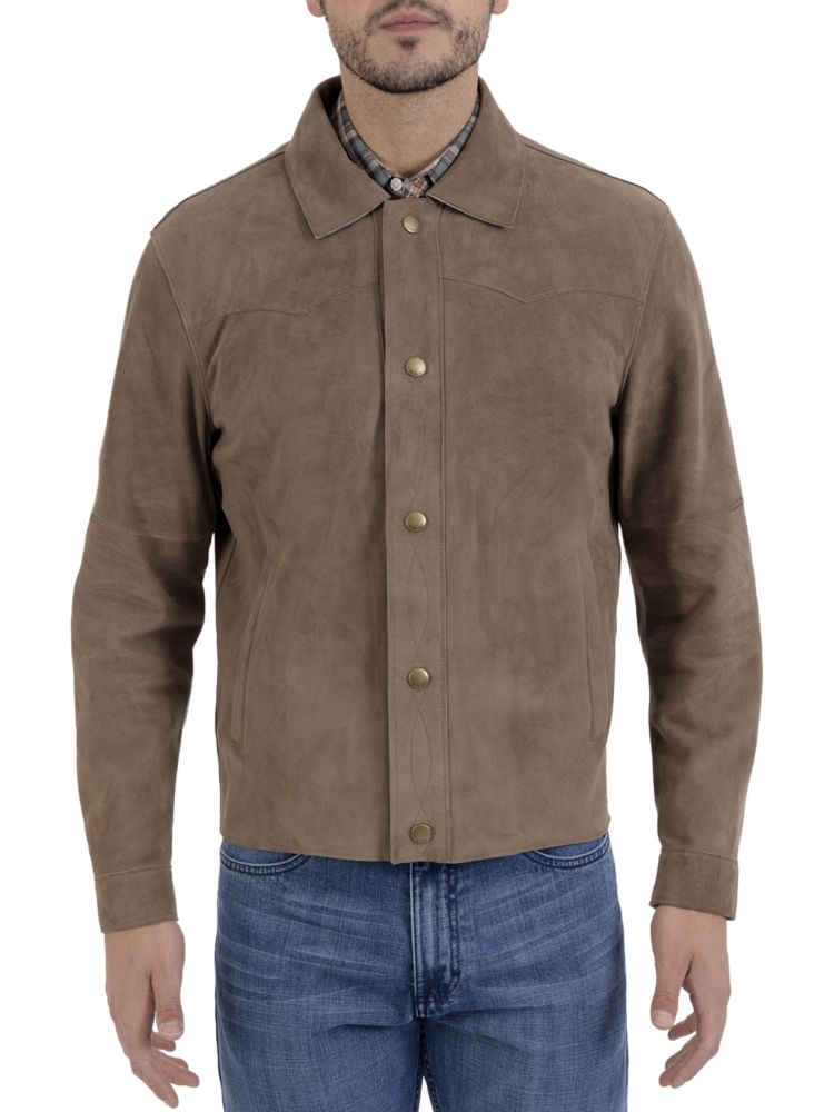 Серо-коричневая замшевая куртка на кнопках Frye, тауп светло коричневая замшевая куртка icon stand studio