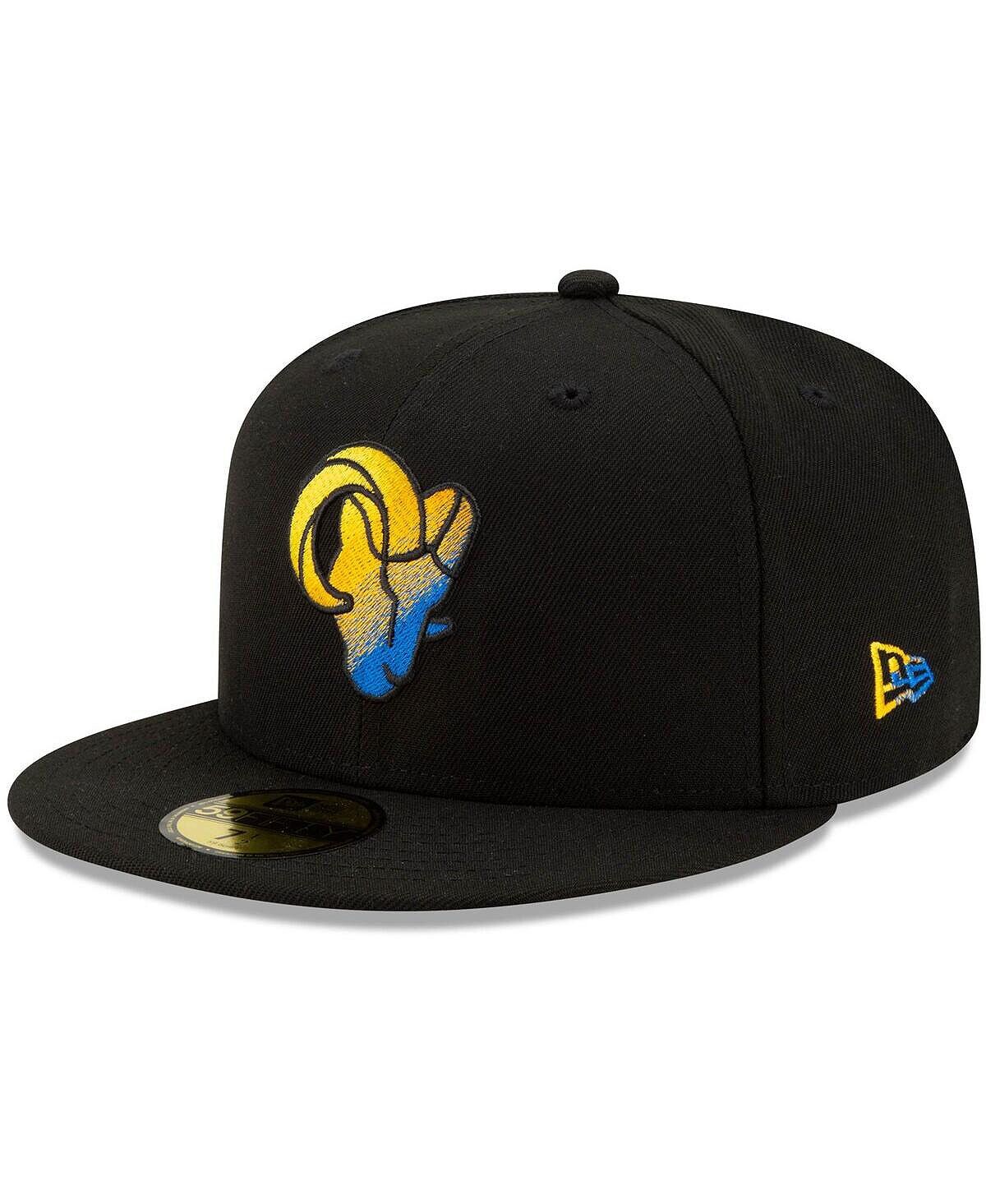 

Мужская черная приталенная шляпа с логотипом Los Angeles Rams Dim 59FIFTY New Era