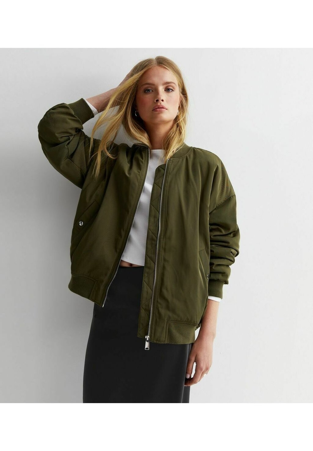

Куртка-бомбер Zip Up New Look, хаки