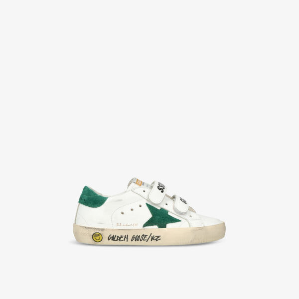 

Кожаные низкие кеды Old School с логотипом для детей от 6 месяцев до 5 лет Golden Goose, зеленый