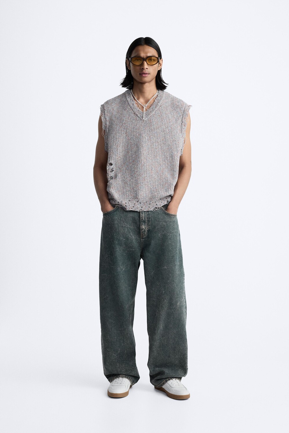 

Выталенный жилет с рифами ZARA, розовый