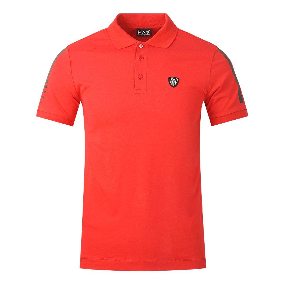 цена Красная рубашка-поло с металлическим логотипом на груди EA7, красный