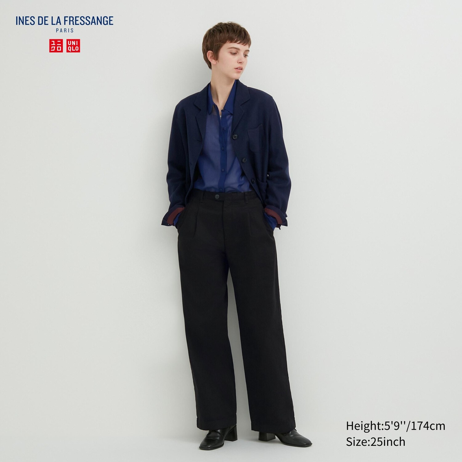 

Джинсовые широкие брюки со складками Uniqlo, черный