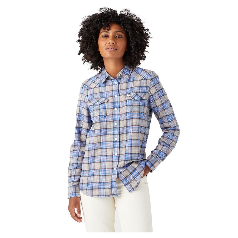 

Рубашка с длинным рукавом Wrangler Reg Western Slim Fit, синий