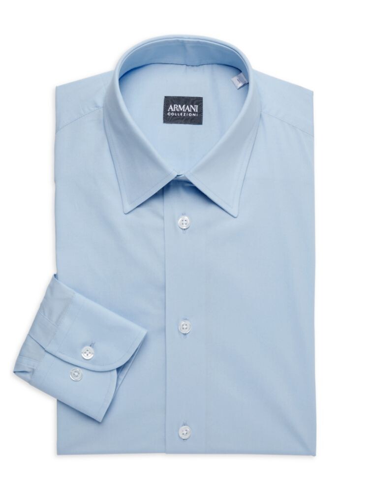 

Однотонная классическая рубашка узкого кроя Armani Collezioni, синий