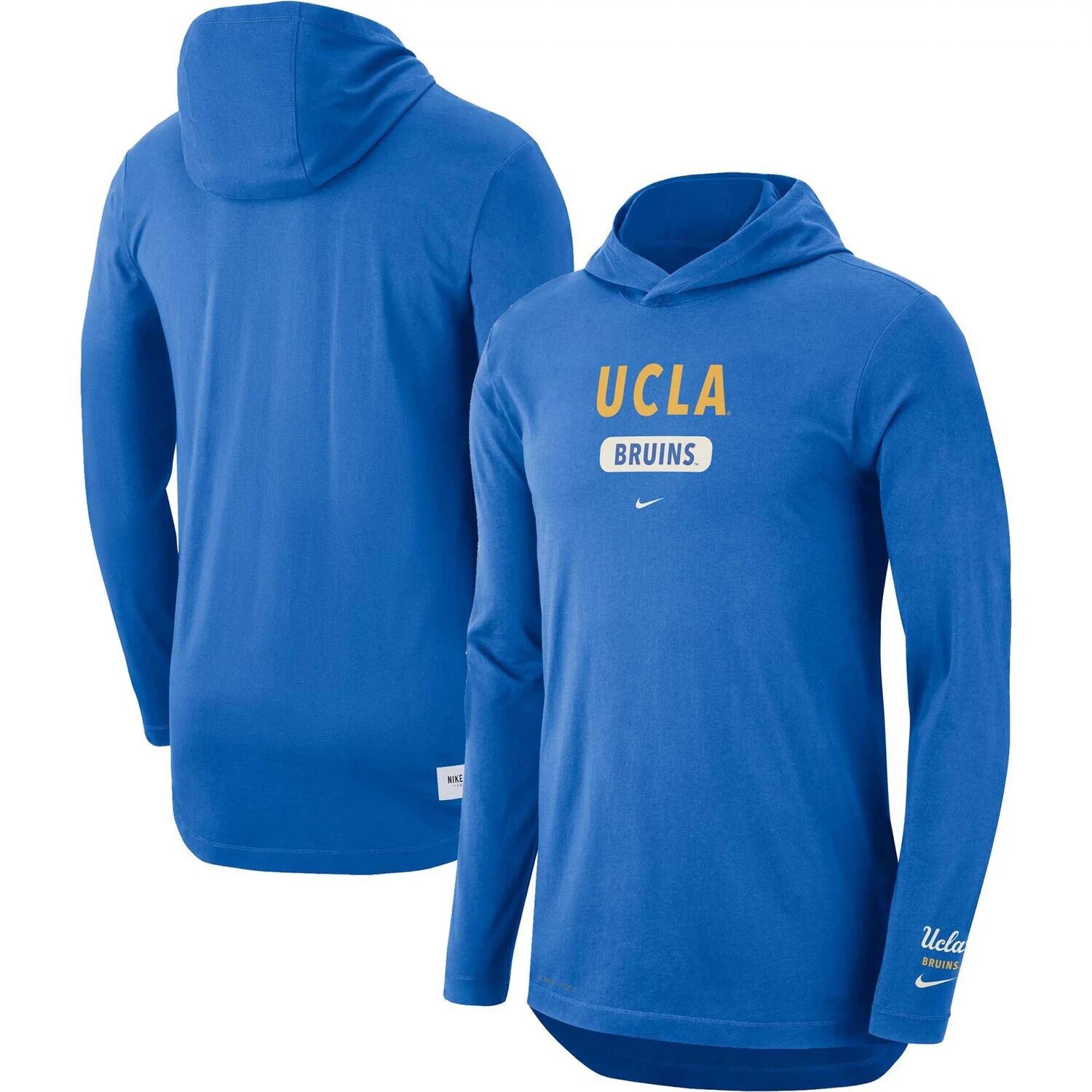 

Мужская синяя футболка с капюшоном и длинным рукавом UCLA Bruins Team Stack Tri-Blend Performance Nike, Синий