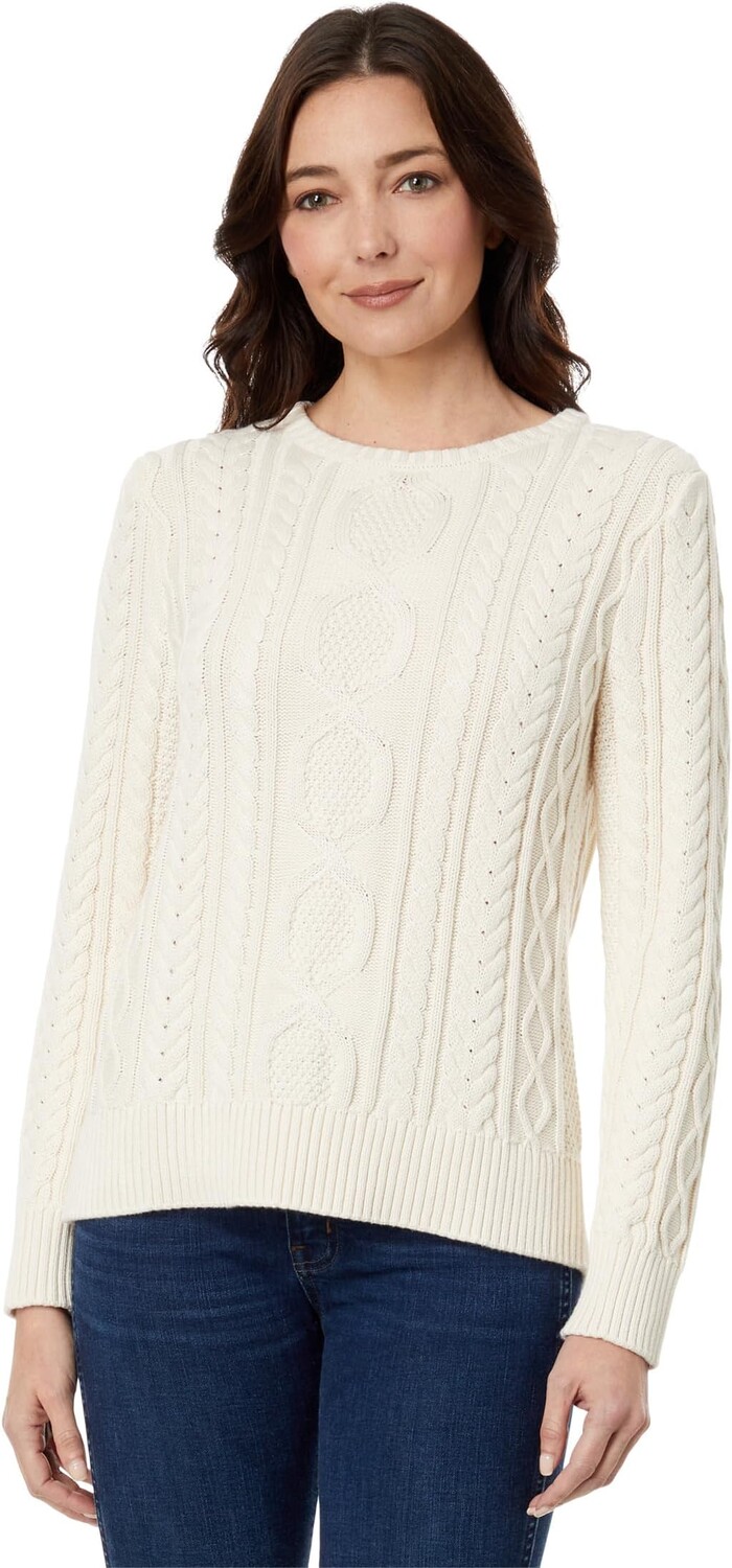 

Свитер Petite Soft Cotton Fisherman Crew Neck L.L.Bean, цвет Cream