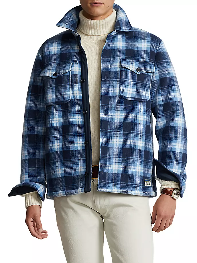 

Флисовая куртка-рубашка в клетку Polo Ralph Lauren, синий