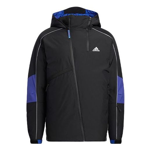 Пуховик Adidas Outdoor Sports Hooded Down Jacket 'Royal Blue', черный цена и фото