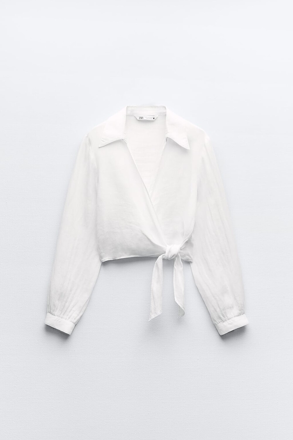 

Льняная рубашка с бантом ZARA, белый