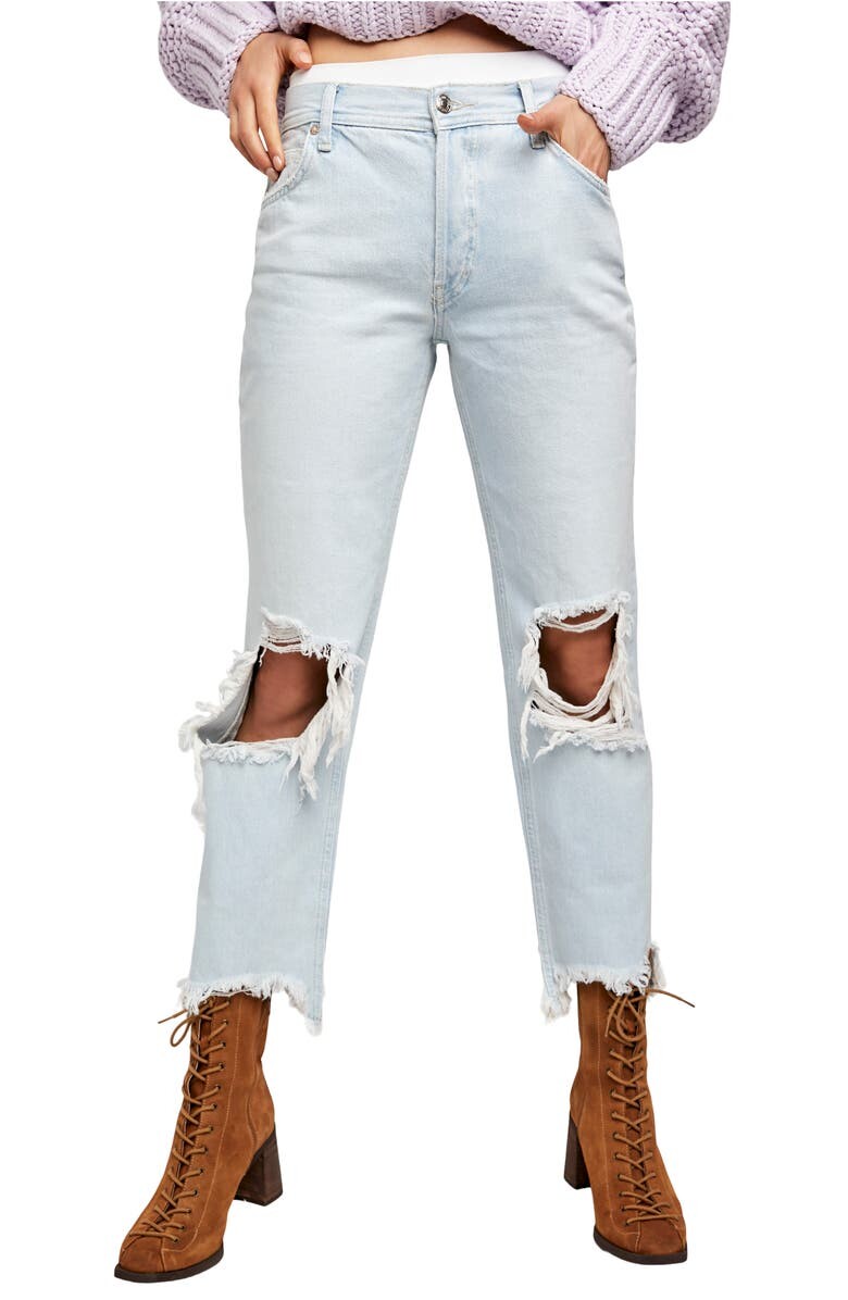 

Рваные укороченные прямые джинсы We the Free Maggie FREE PEOPLE