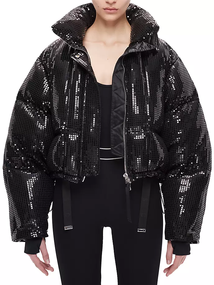 Укороченная куртка-пуховик Disco с пайетками Shoreditch Ski Club, черный