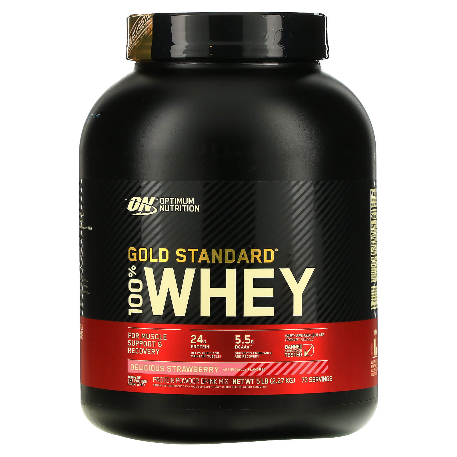 

Gold Standard 100% Whey, сыворотка со вкусом аппетитной клубники, 2,27 кг (5 фунтов), Optimum Nutrition