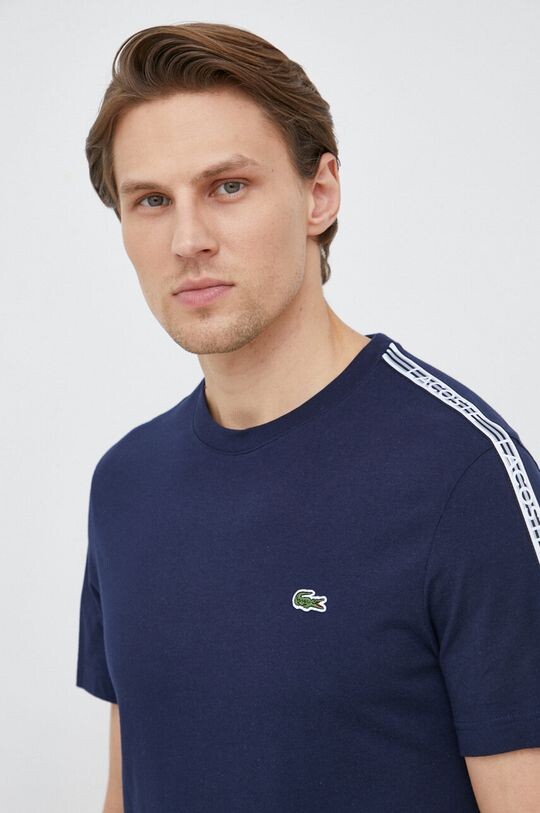 

Хлопковая футболка Lacoste, темно-синий