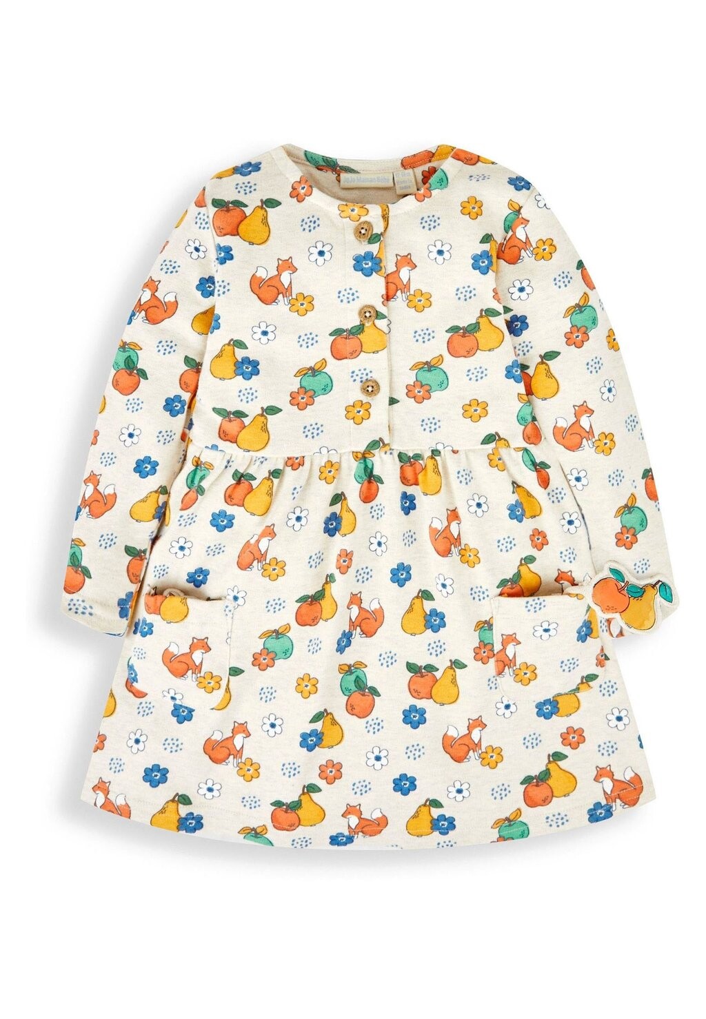 

Летнее платье Fox & Fruit Button Front JoJo Maman Bébé, цвет stone