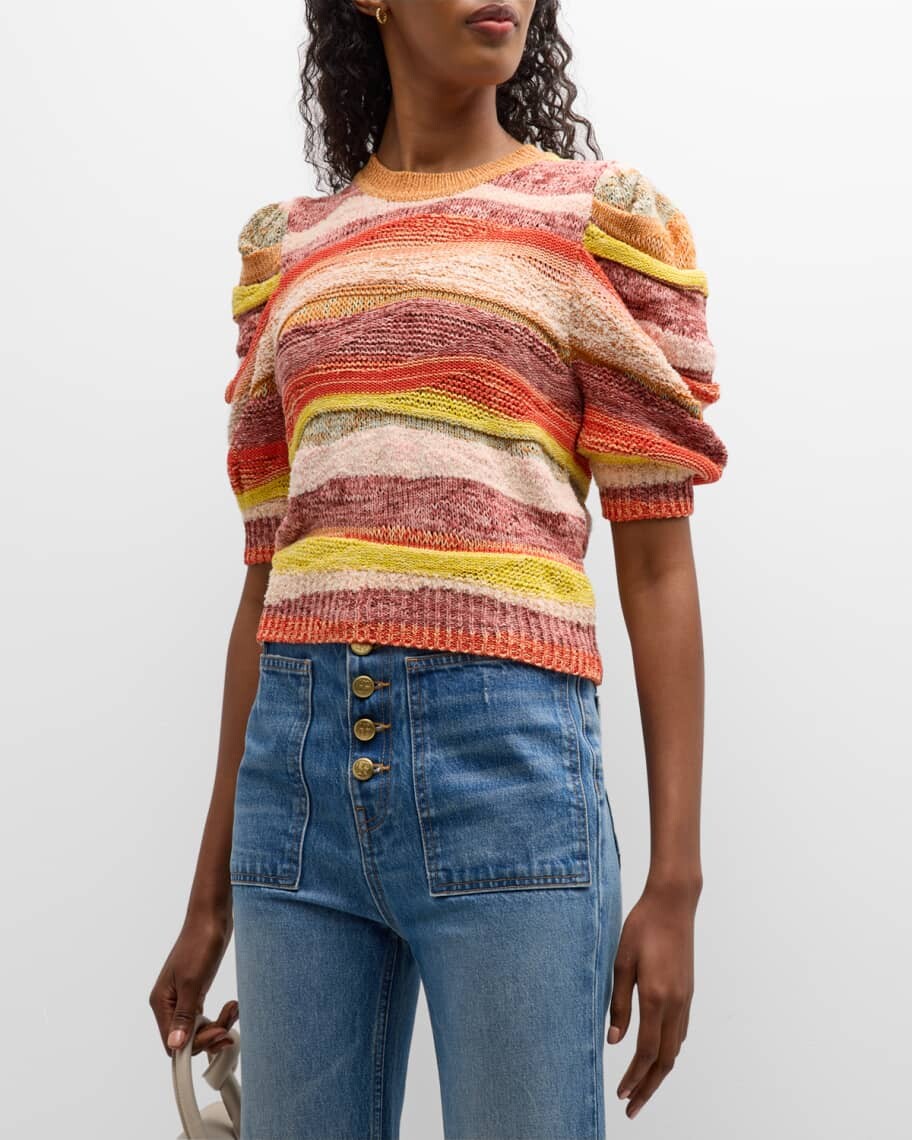

Полосатый топ крючком Odie с короткими рукавами Ulla Johnson