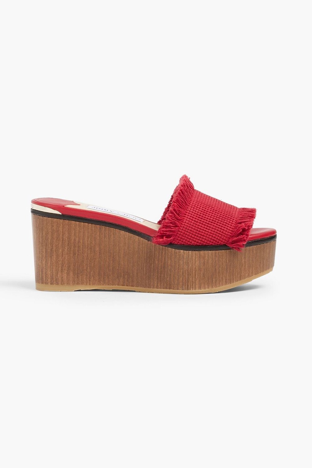 

Шлепанцы на платформе из хлопка с бахромой JIMMY CHOO, красный