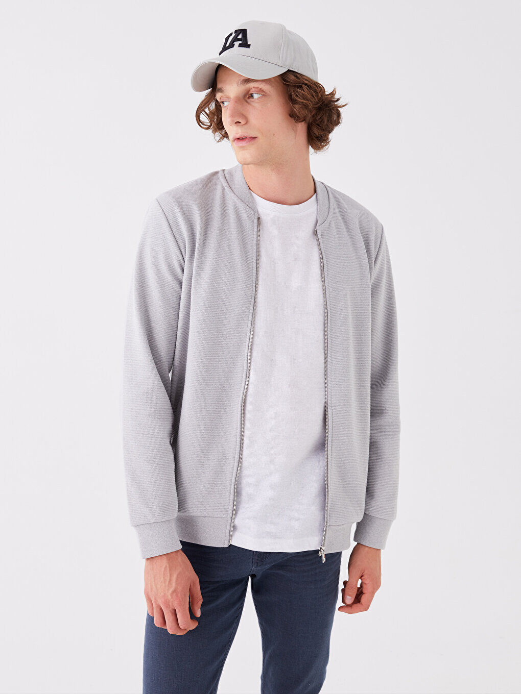 

Мужская студенческая куртка стандартного кроя с длинными рукавами LCW Casual, серый меланж