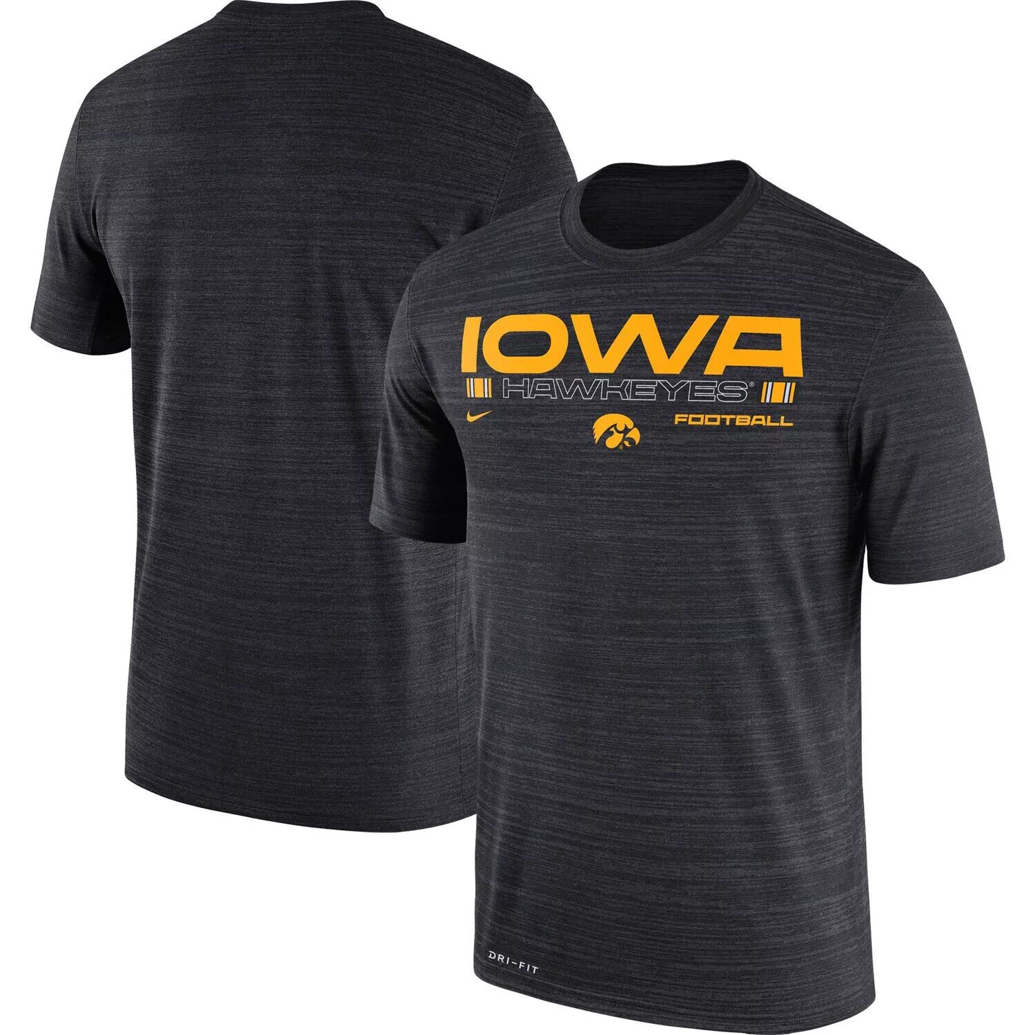 

Мужская черная футболка Nike Iowa Hawkeyes Velocity Legend Space-Dye Performance, Черный