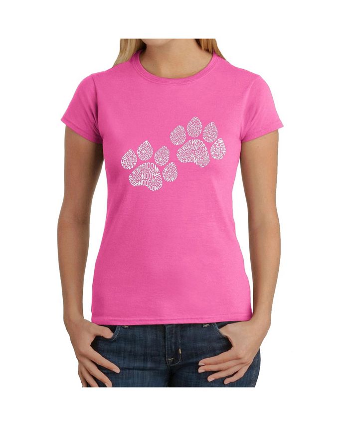 Женская футболка с рисунком Word Art — принты лап Woof LA Pop Art, розовый киселева е гав блокнот для любителей собак
