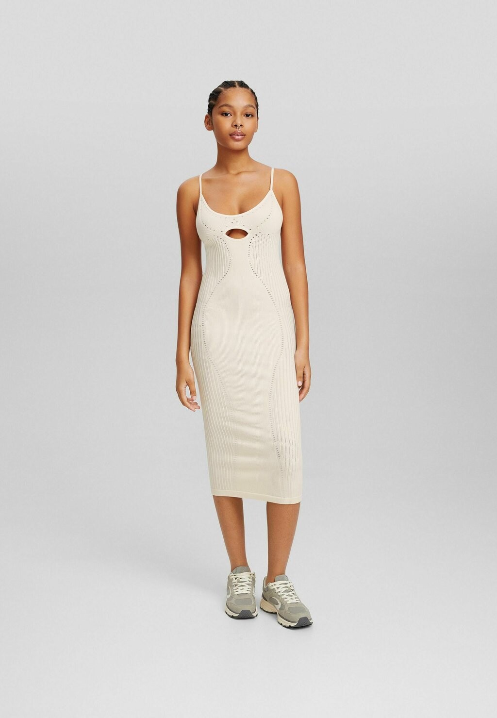 

Вязаное платье Bershka, белый