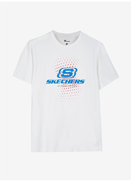 

Однотонная белая мужская футболка с круглым вырезом Skechers