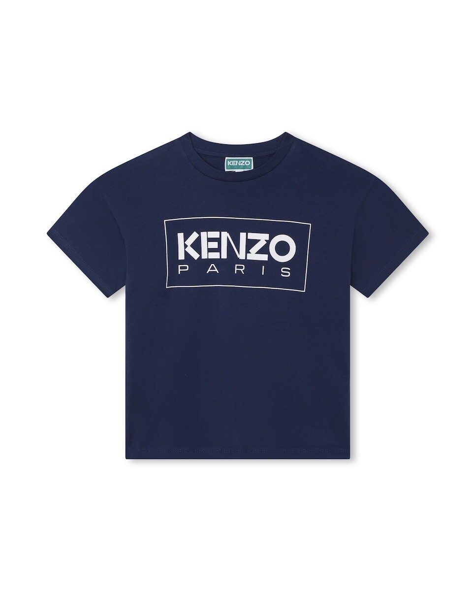

Футболка из 100% хлопка с логотипом спереди Kenzo, темно-синий