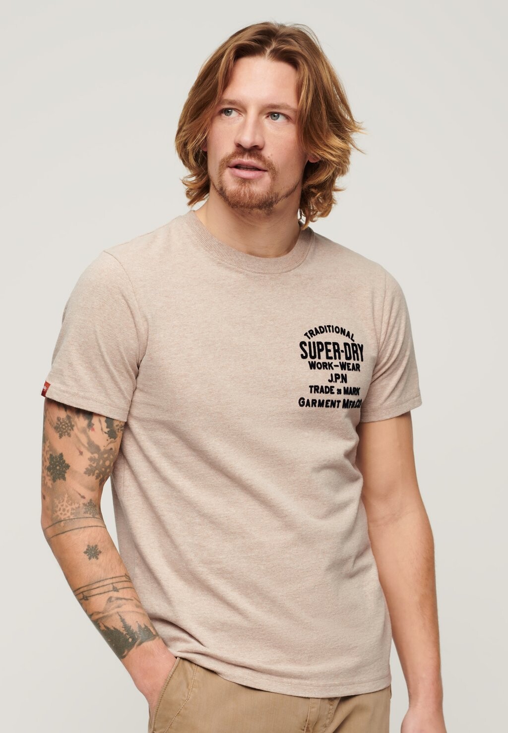 

Футболка с принтом WORKWEAR FLOCK GRAPHIC Superdry, цвет lavin beige marl
