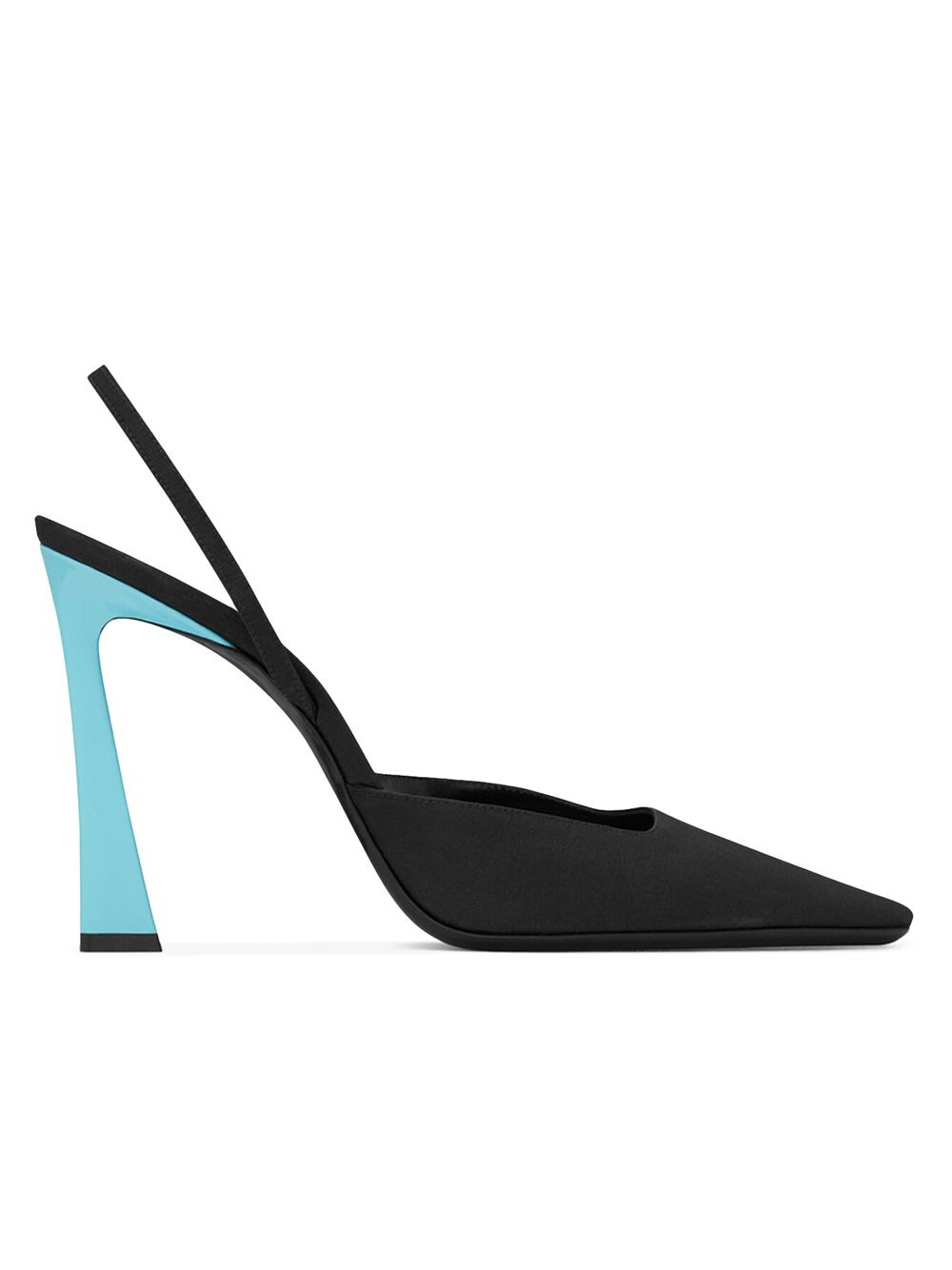 

Туфли-лодочки Blade с ремешком на пятке из шантунга и лакированной кожи Saint Laurent, синий