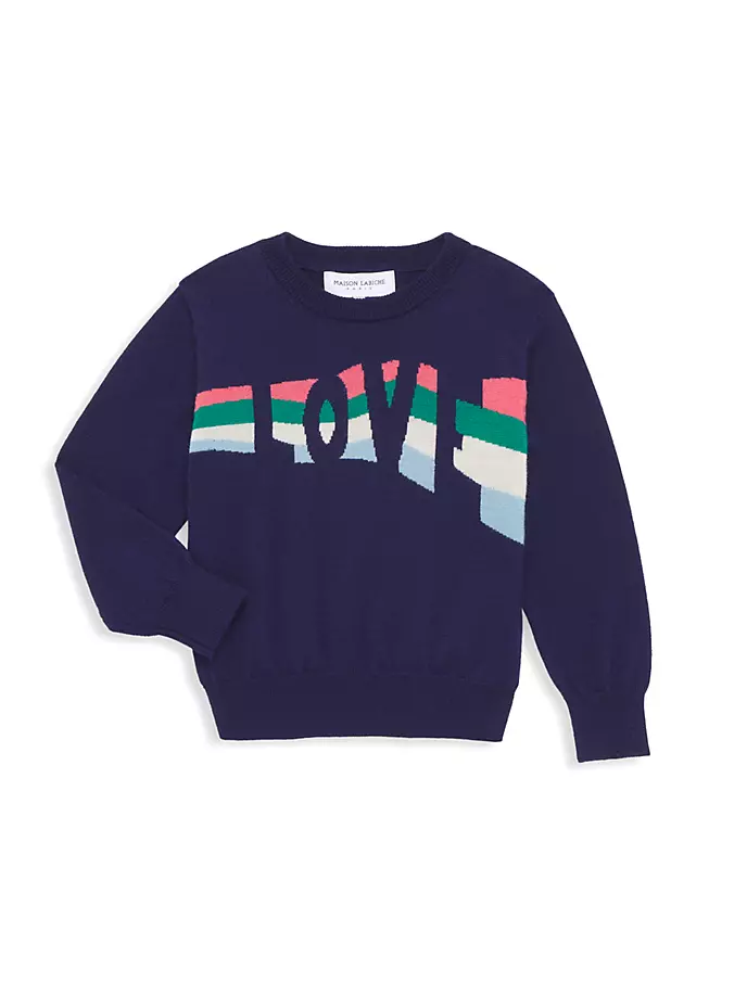 

Свитер с рисунком Love для маленьких девочек и девочек Year Maison Labiche, темно-синий