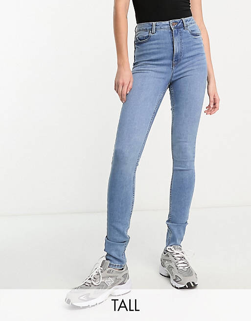 

Синие джинсы скинни с подъемом и формой New Look Tall