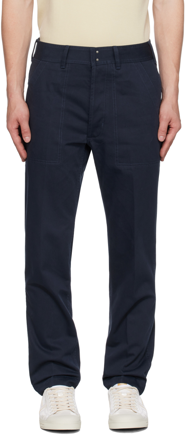 Темно-синие брюки со складками TOM FORD темно синие технические шорты tom ford