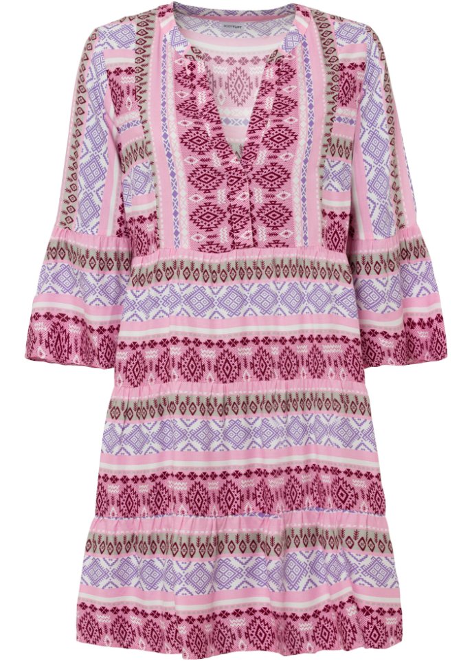 Платье-туника из экологически чистой вискозы Bodyflirt, розовый платье bodyflirt эффектное 44 размер