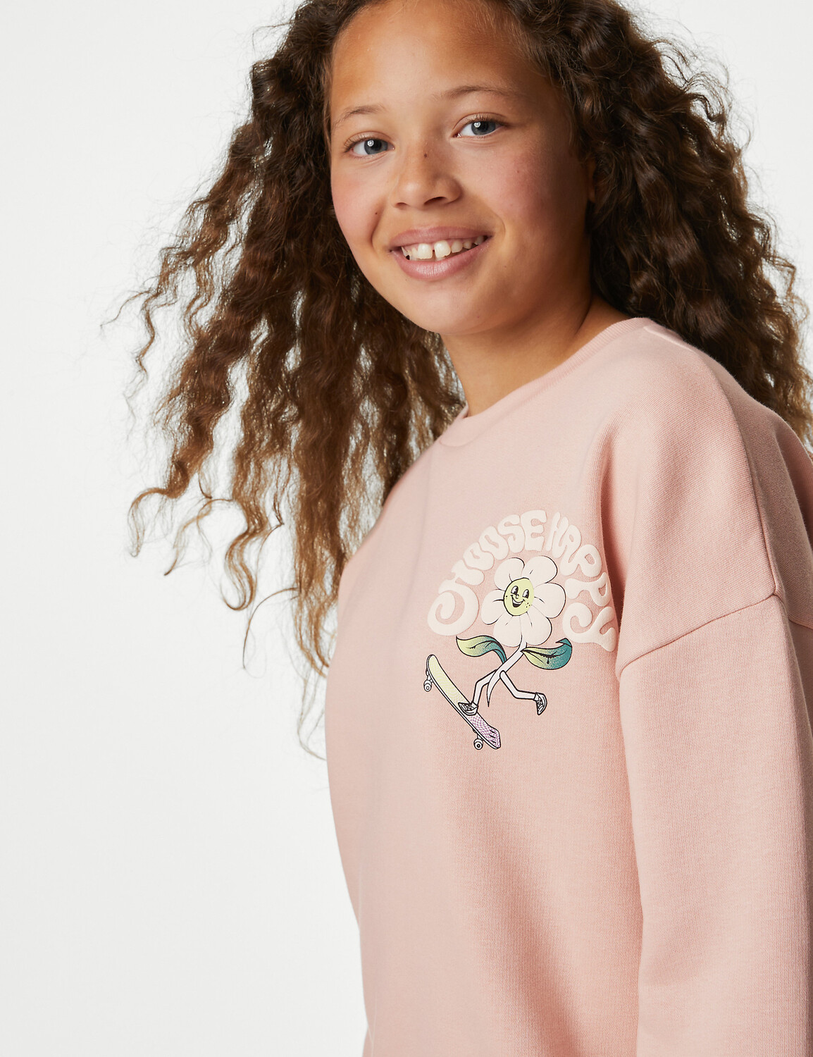 

Толстовка из хлопка с рисунком (6–16 лет) Marks & Spencer, розовый