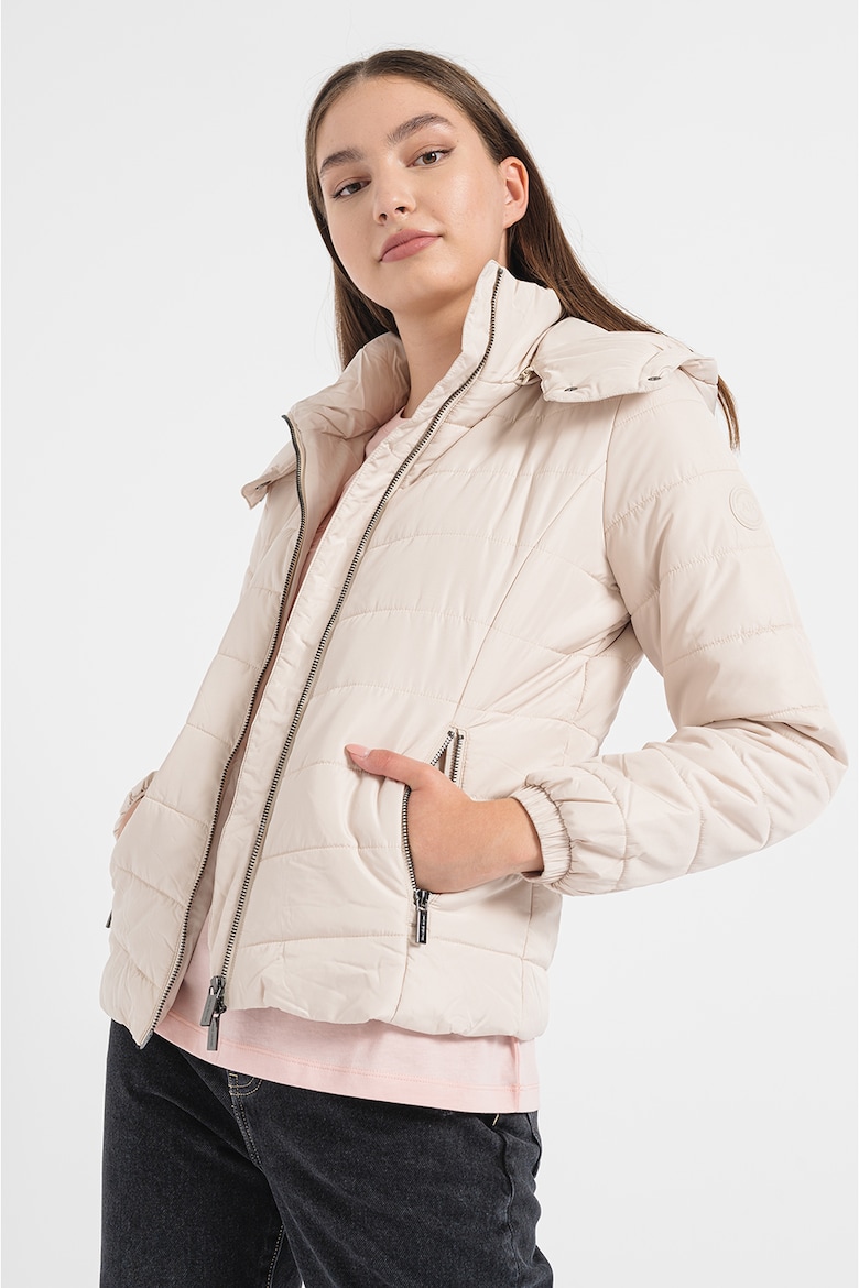 Зимняя стеганая куртка со съемным капюшоном Armani Exchange, бежевый