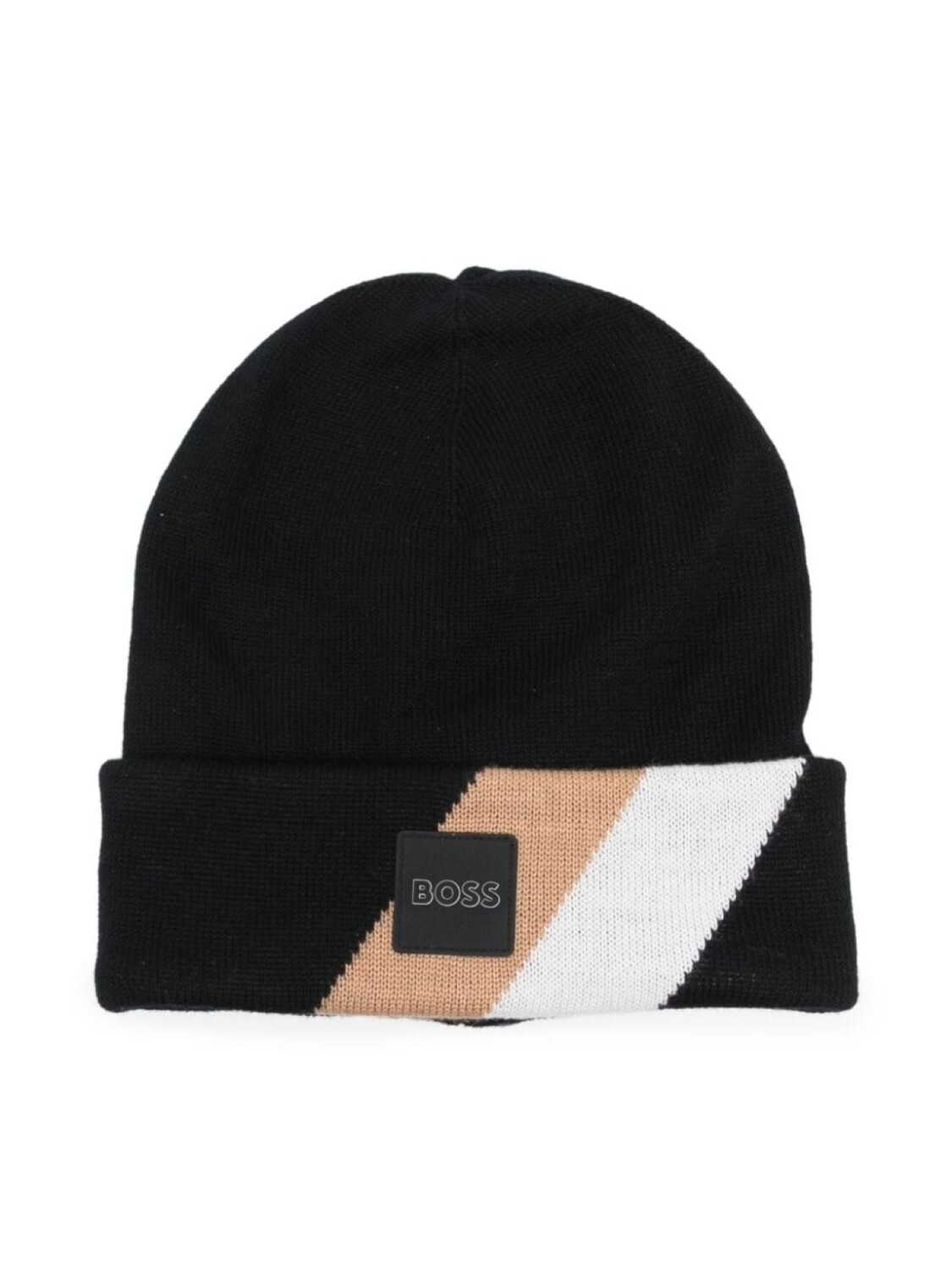 

BOSS Kidswear шапка бини в полоску с нашивкой-логотипом, черный