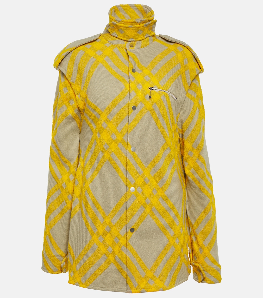 Куртка-рубашка в клетку из смесовой шерсти Burberry, мультиколор цена и фото