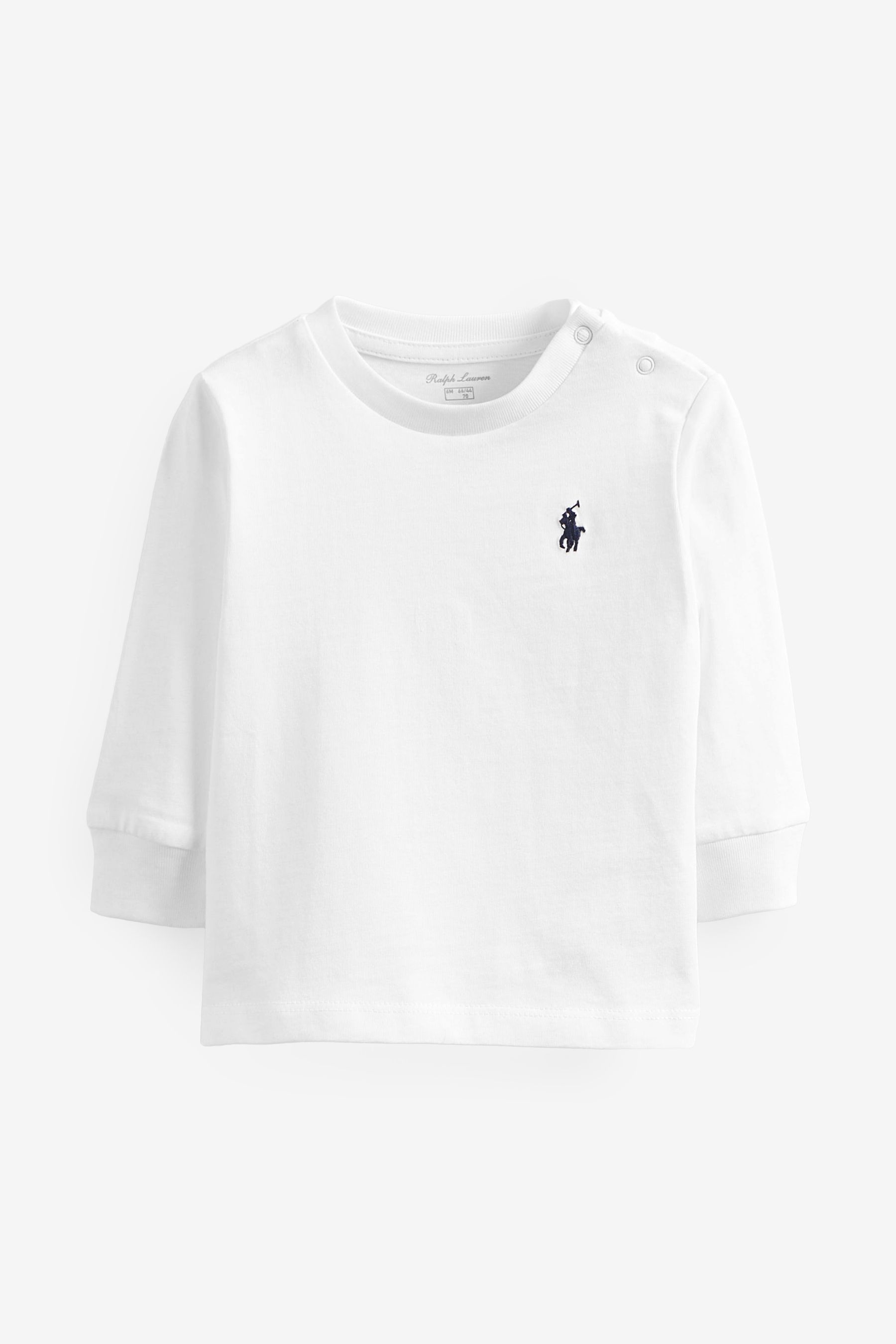 

Белая детская футболка с длинными рукавами и логотипом Polo Ralph Lauren, белый