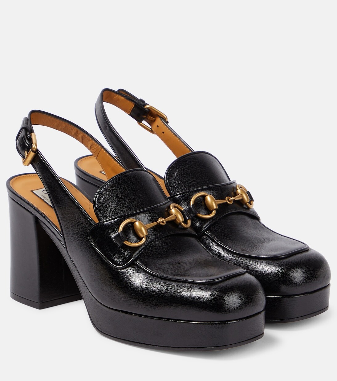 

Кожаные туфли с пяткой на пятке Gucci, черный