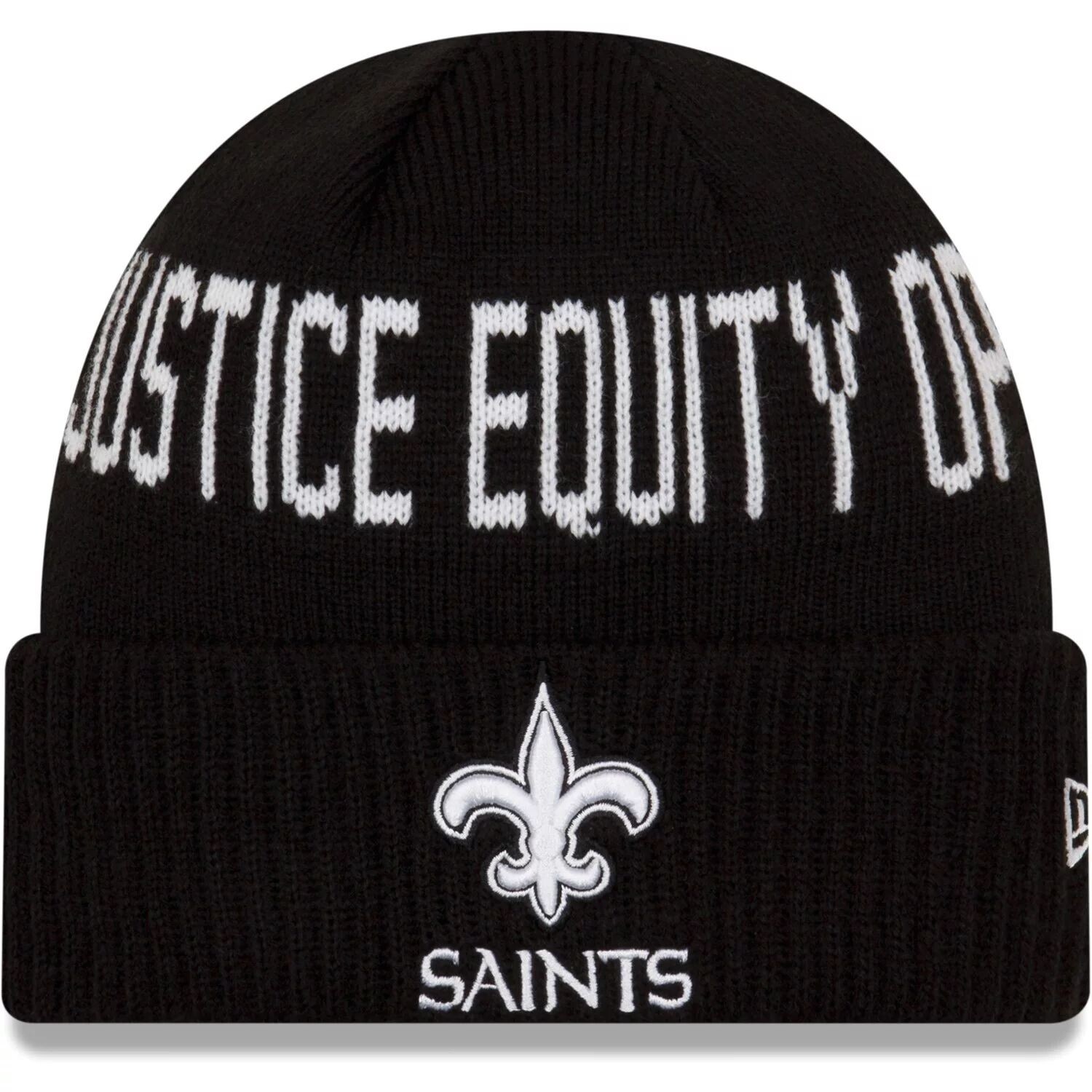 

Мужская черная вязаная шапка New Era New Orleans Saints Team Social Justice с манжетами