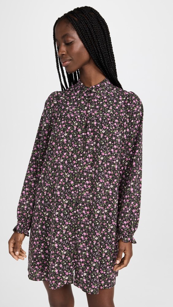 

Платье мини English Factory Floral Button Detail, черный